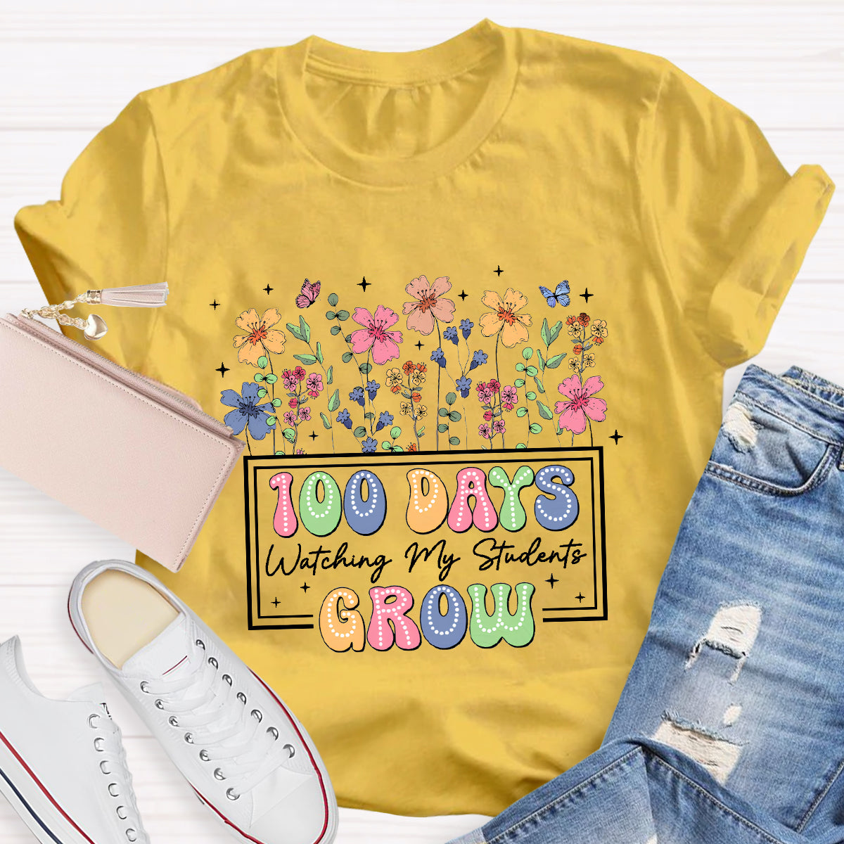 100 Days Watching My Students Grow Teacher T-Shirt