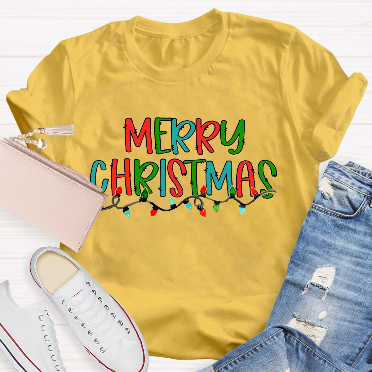 Merry Christmas Light Teacher T-Shirt