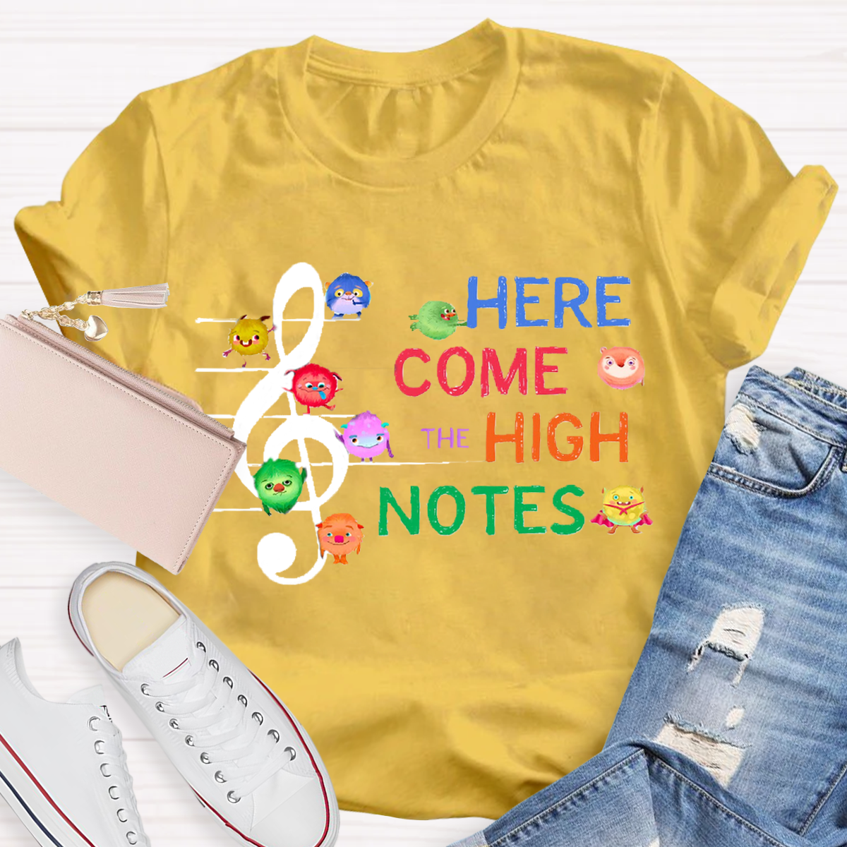 Here Come The High Notes Music Teacher T-Shirt