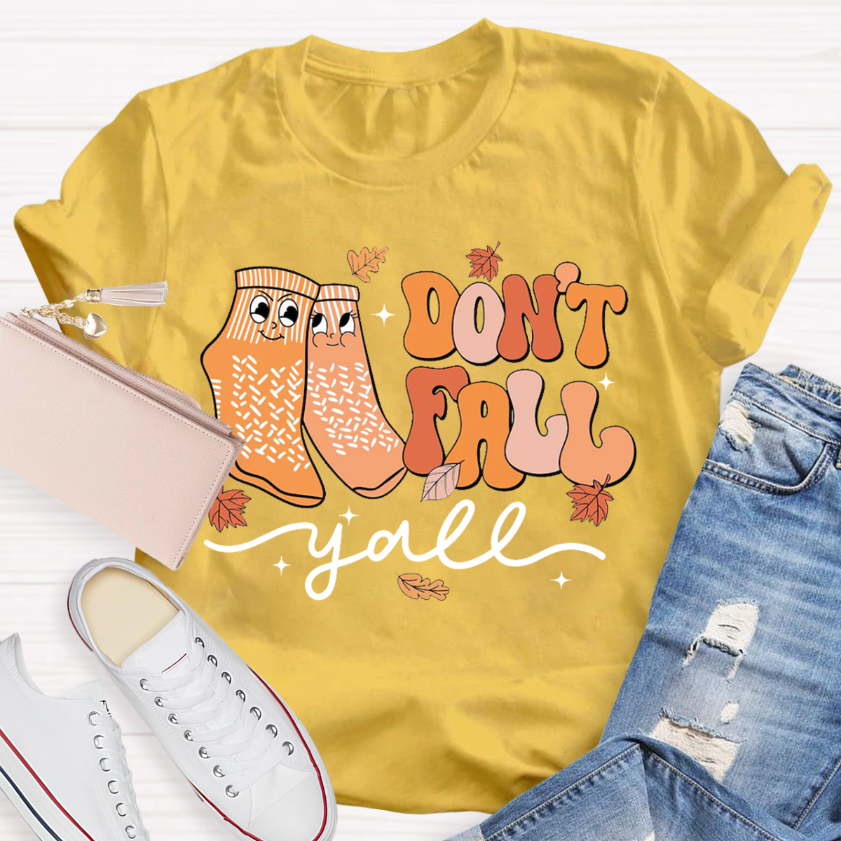 Don't Fall Y'all Thanksgiving Teacher T-Shirt