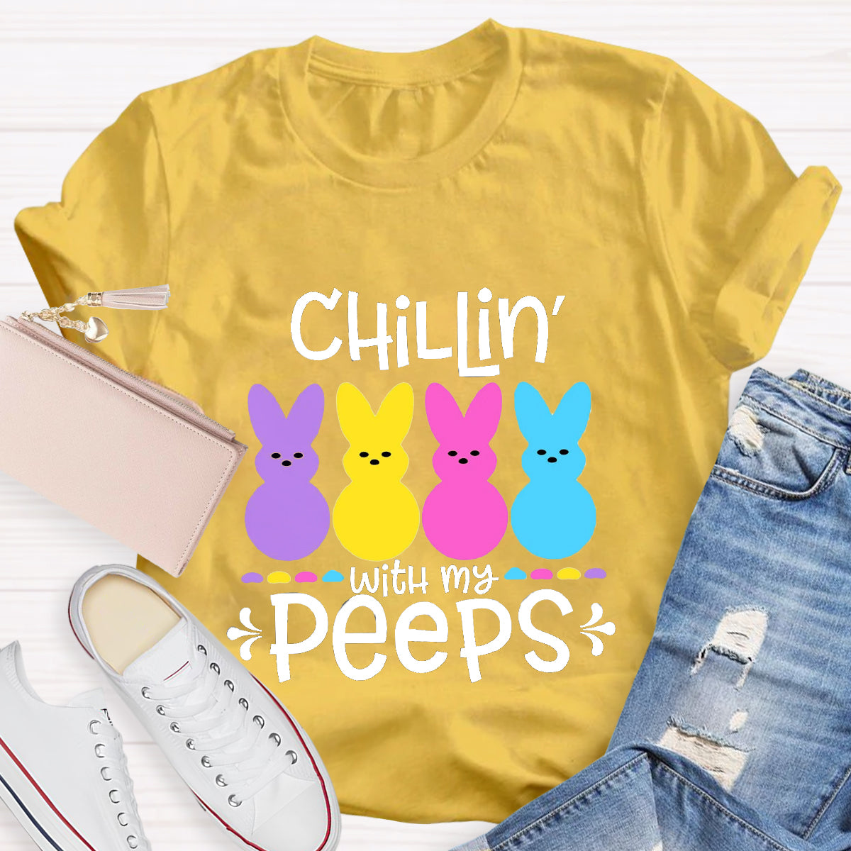 Chilling With My Peeps Easter Bunny T-Shirt