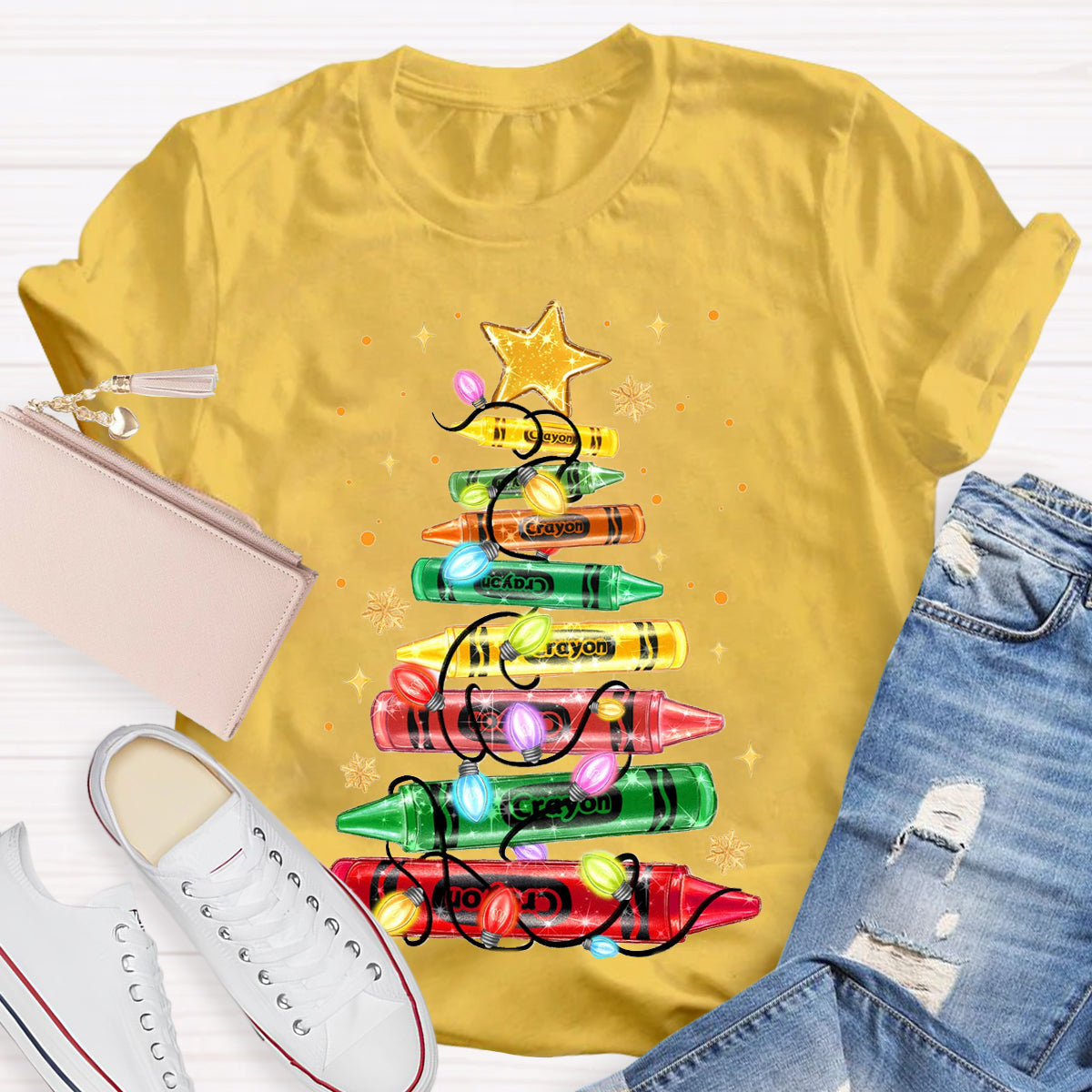 Christmas Crayon Tree  T-Shirt