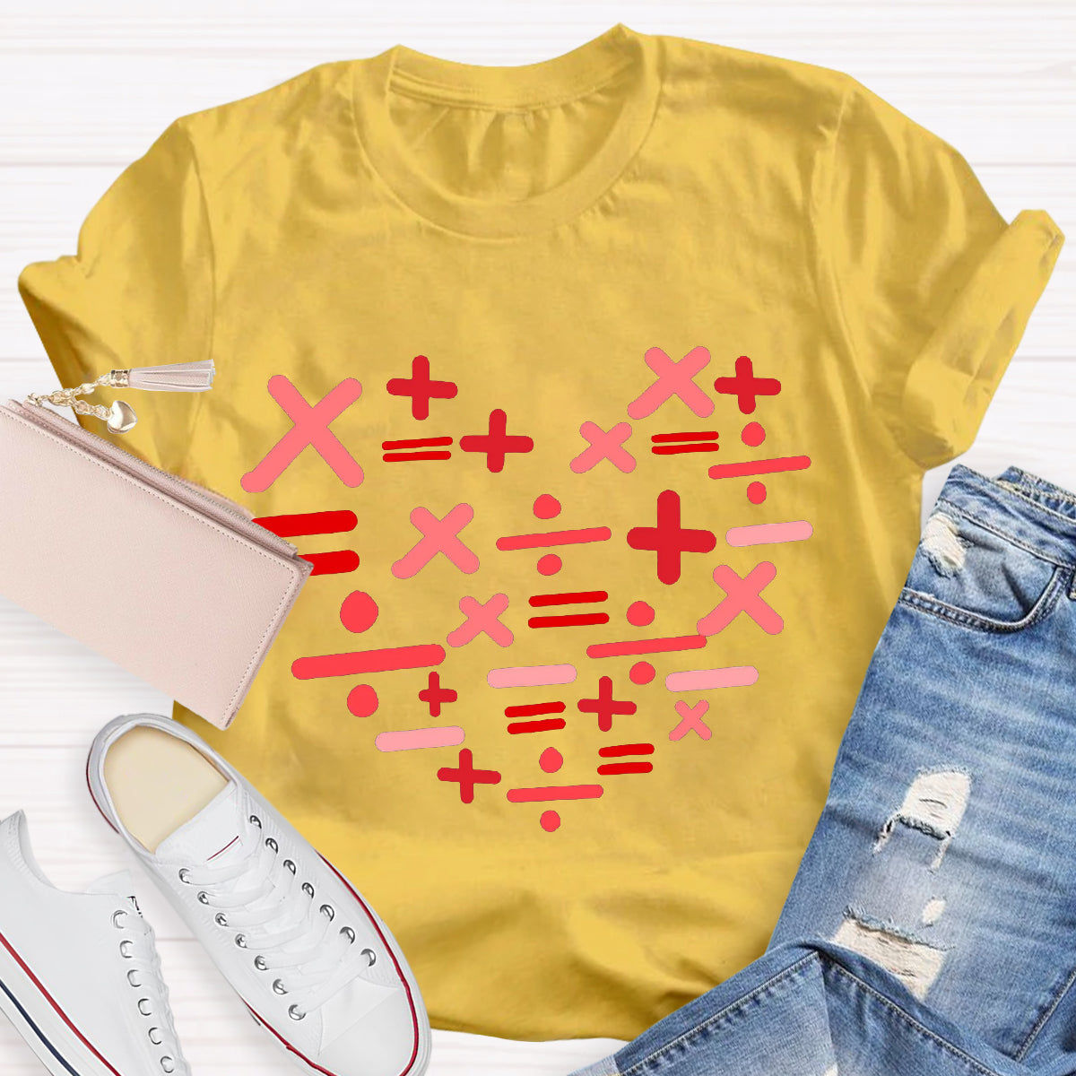 Add Subtract Multiply And Divide Heart Teacher T-Shirt