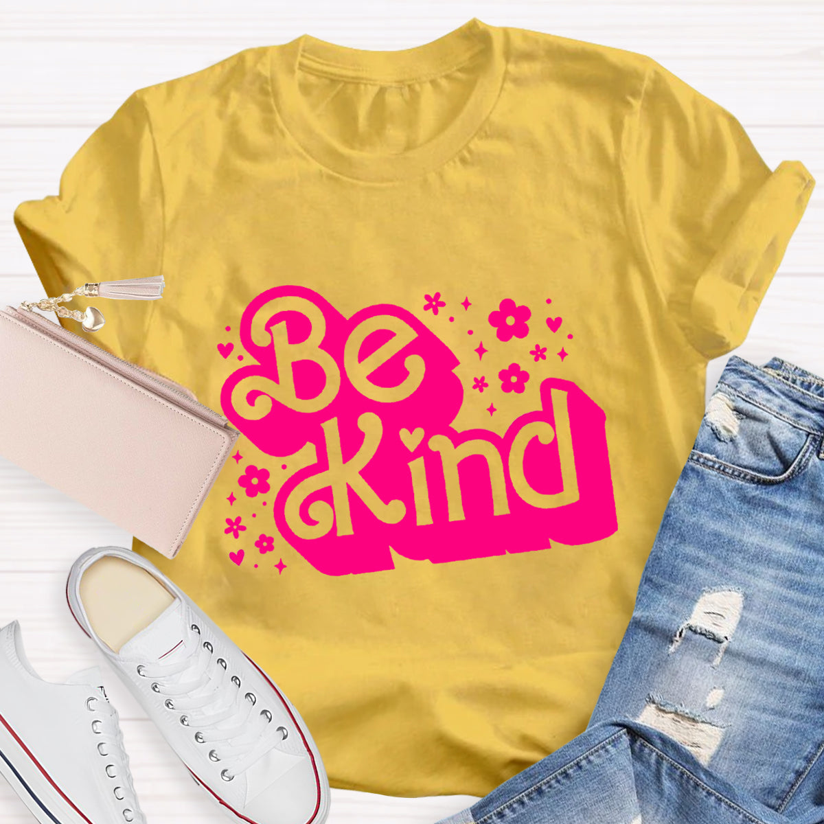 Be Kind Pink Flower Teacher T-Shirt