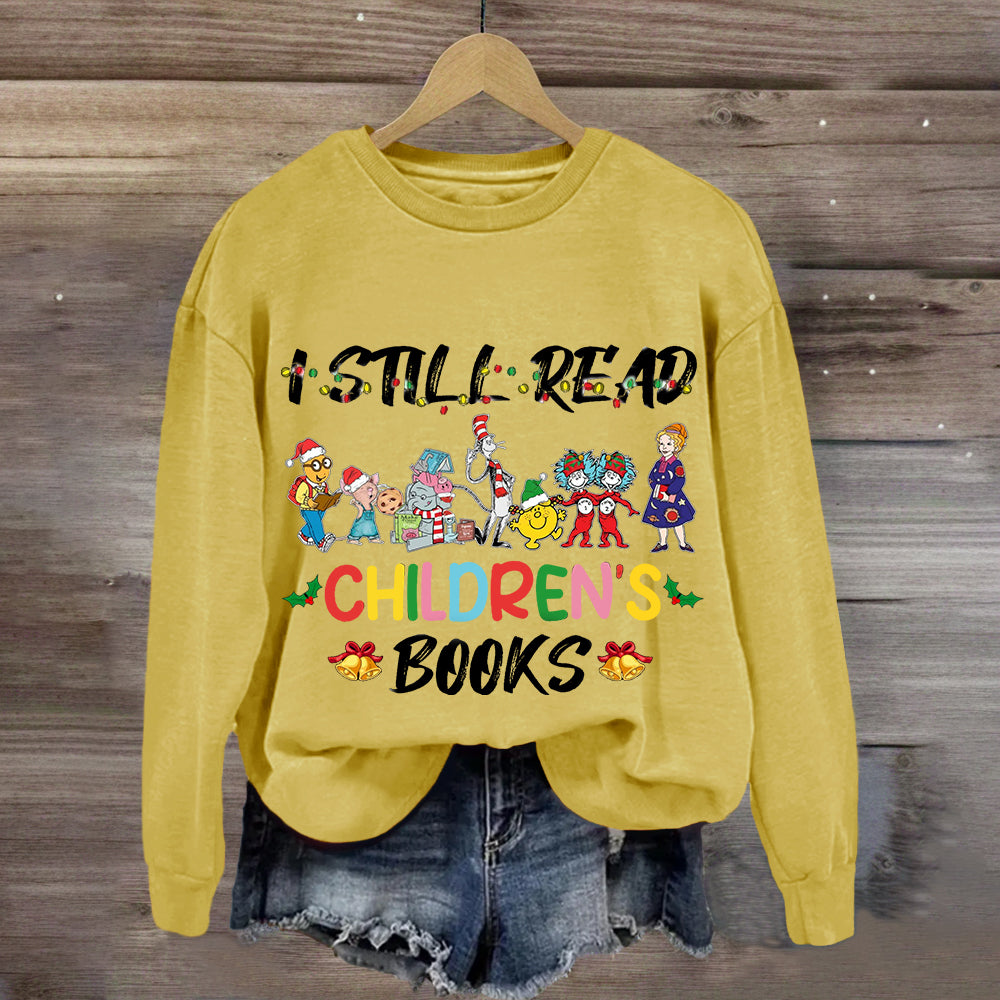 I Still Read Children Books Christmas Light  Sweatshirt