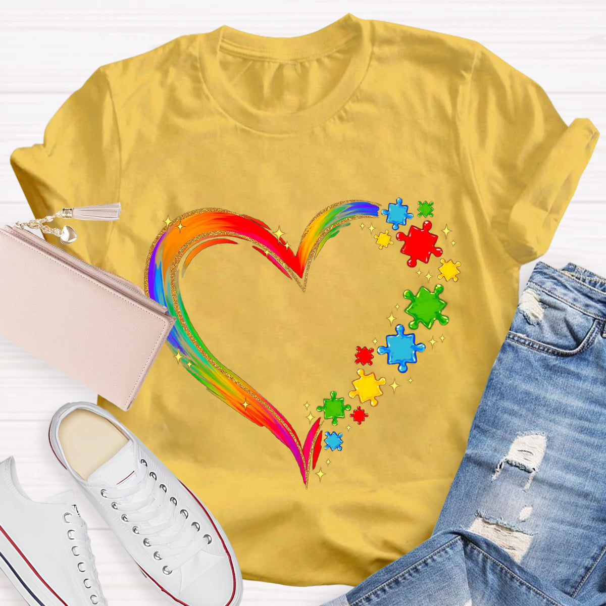 Rainbow Heart Accept Understand Love T-Shirt