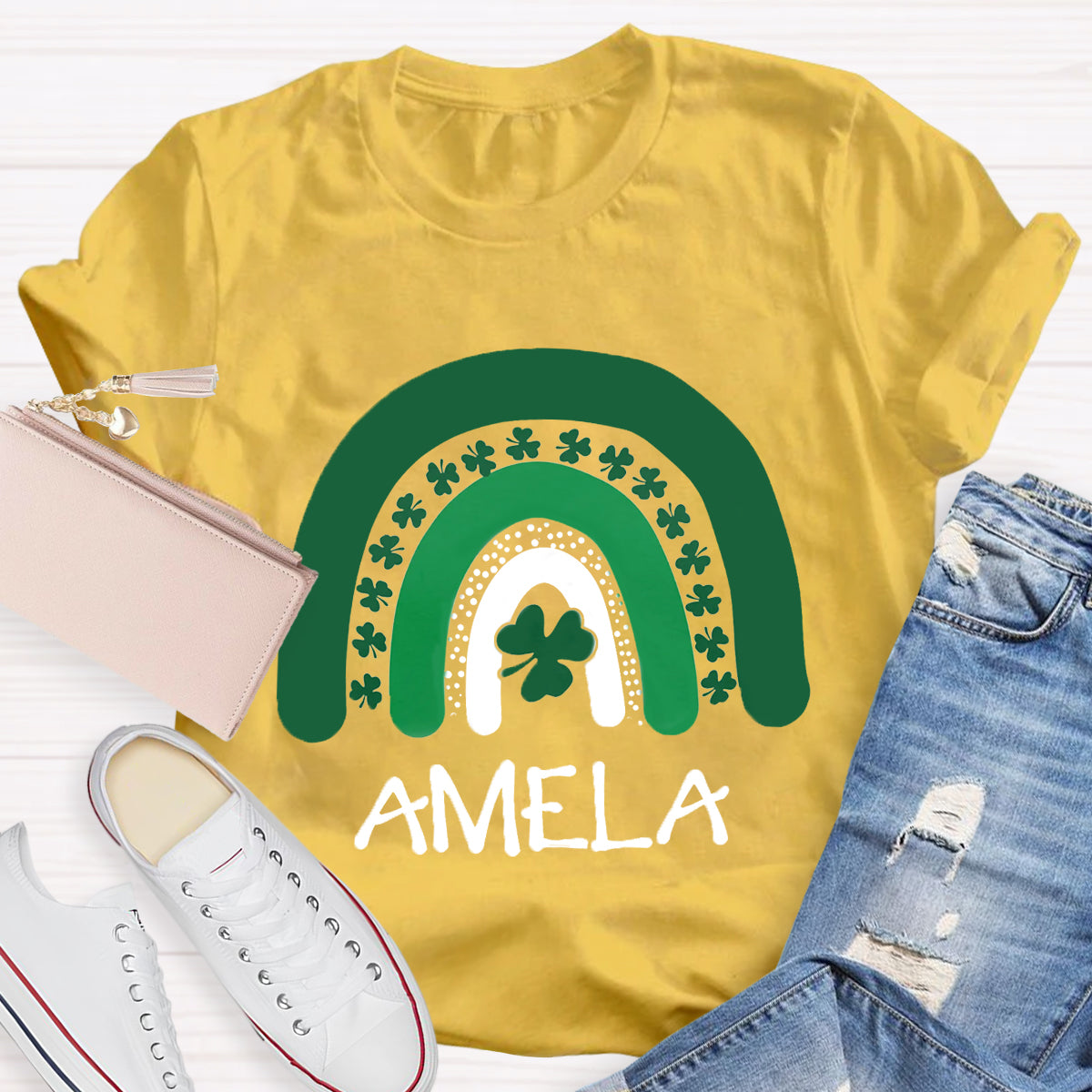 Personalized Name Green Rainbow St Patrick's Day T-Shirt