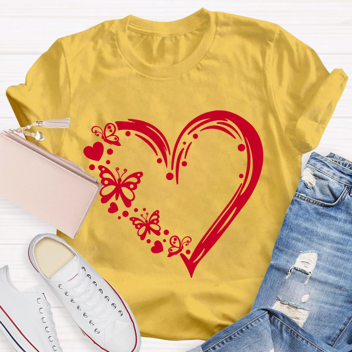 Valentine Heart with Butterfly T-Shirt