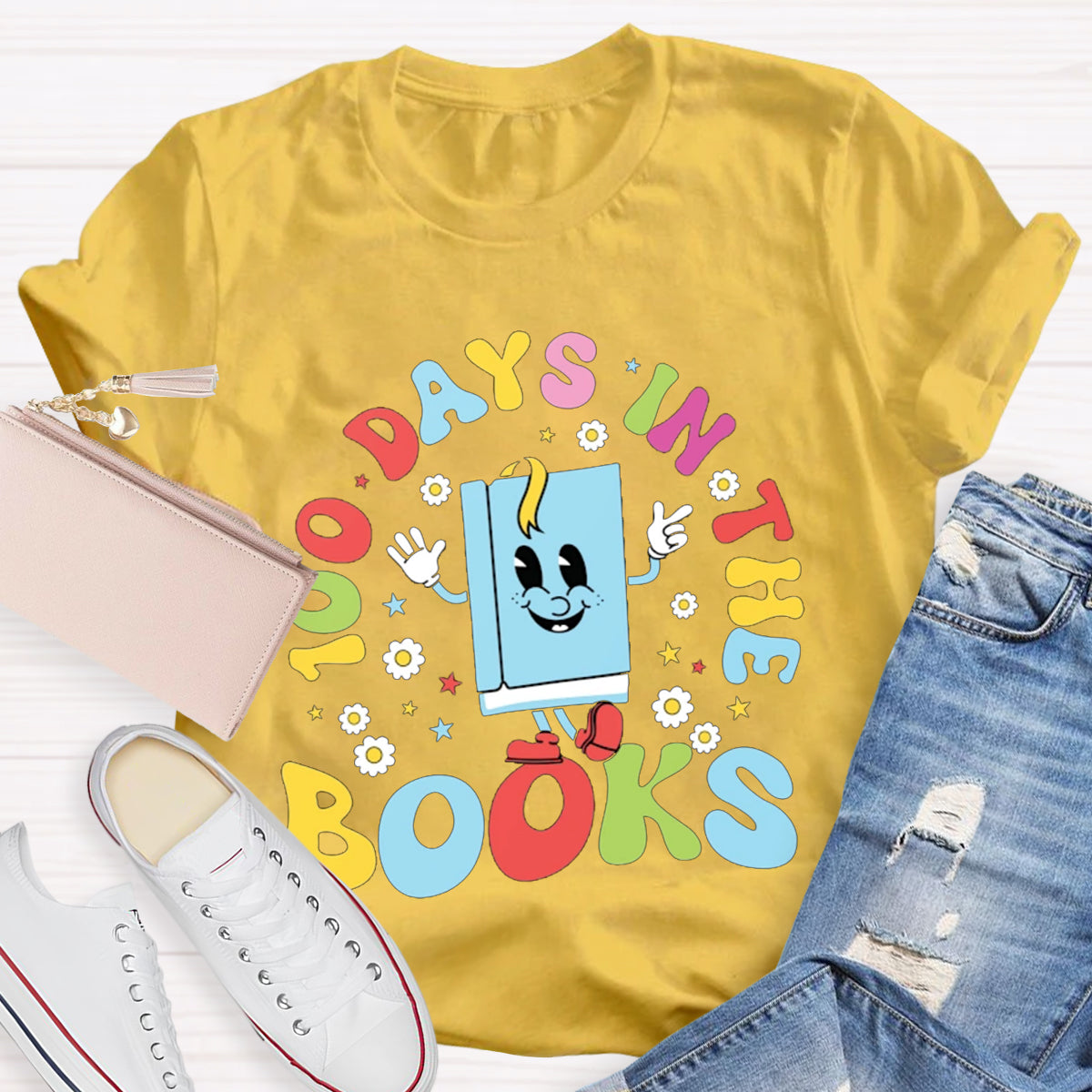 100 Days In The Books Happy Book Teacher T-Shirt