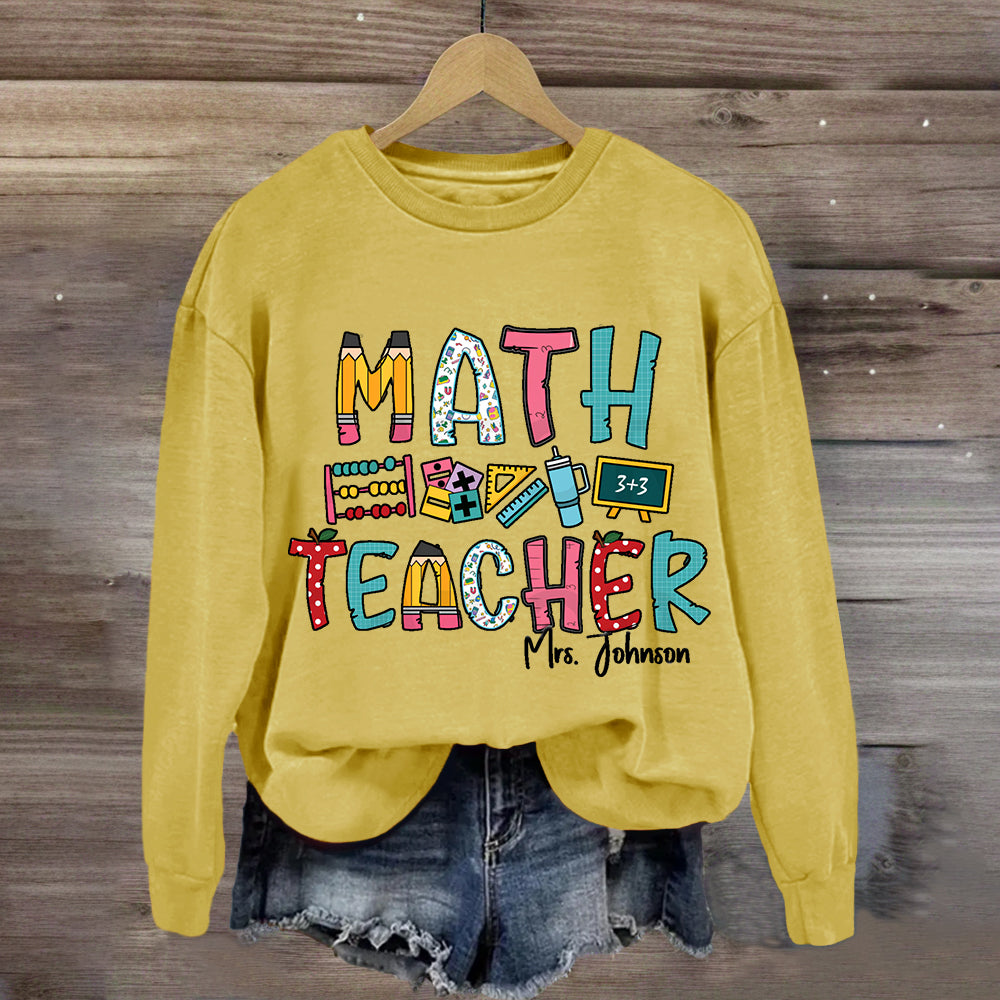 Personalized Math Teacher Name Mrs. Johnson Sweatshirt