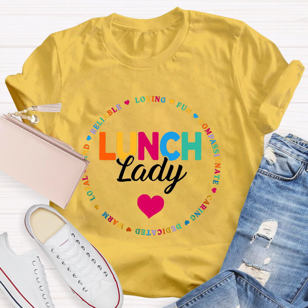 Lunch Lady Warm Heart Teacher T-Shirt