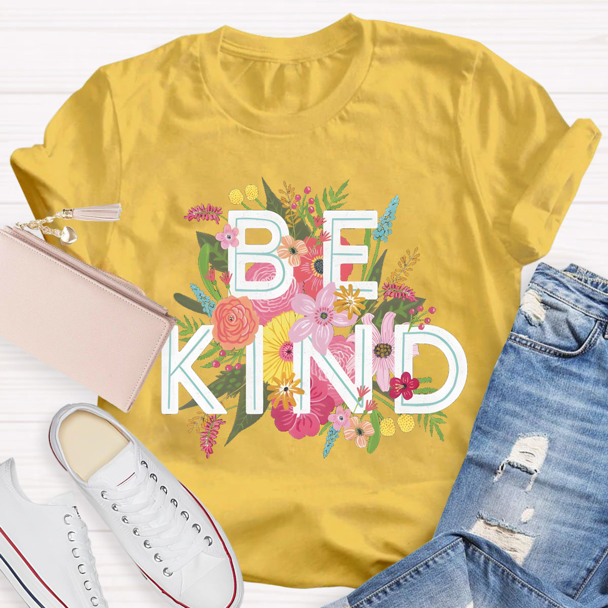 Floral Be Kind Teacher T-Shirt