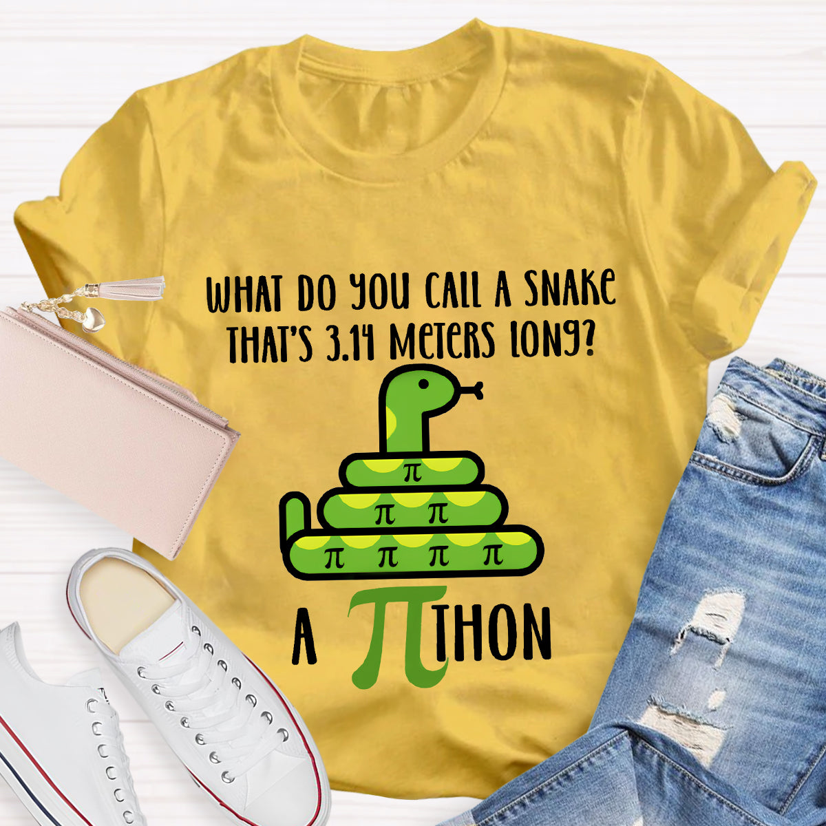 What Do You Call A Snake That'S 3.14 Meters Long Funny Pi Day T-Shirt