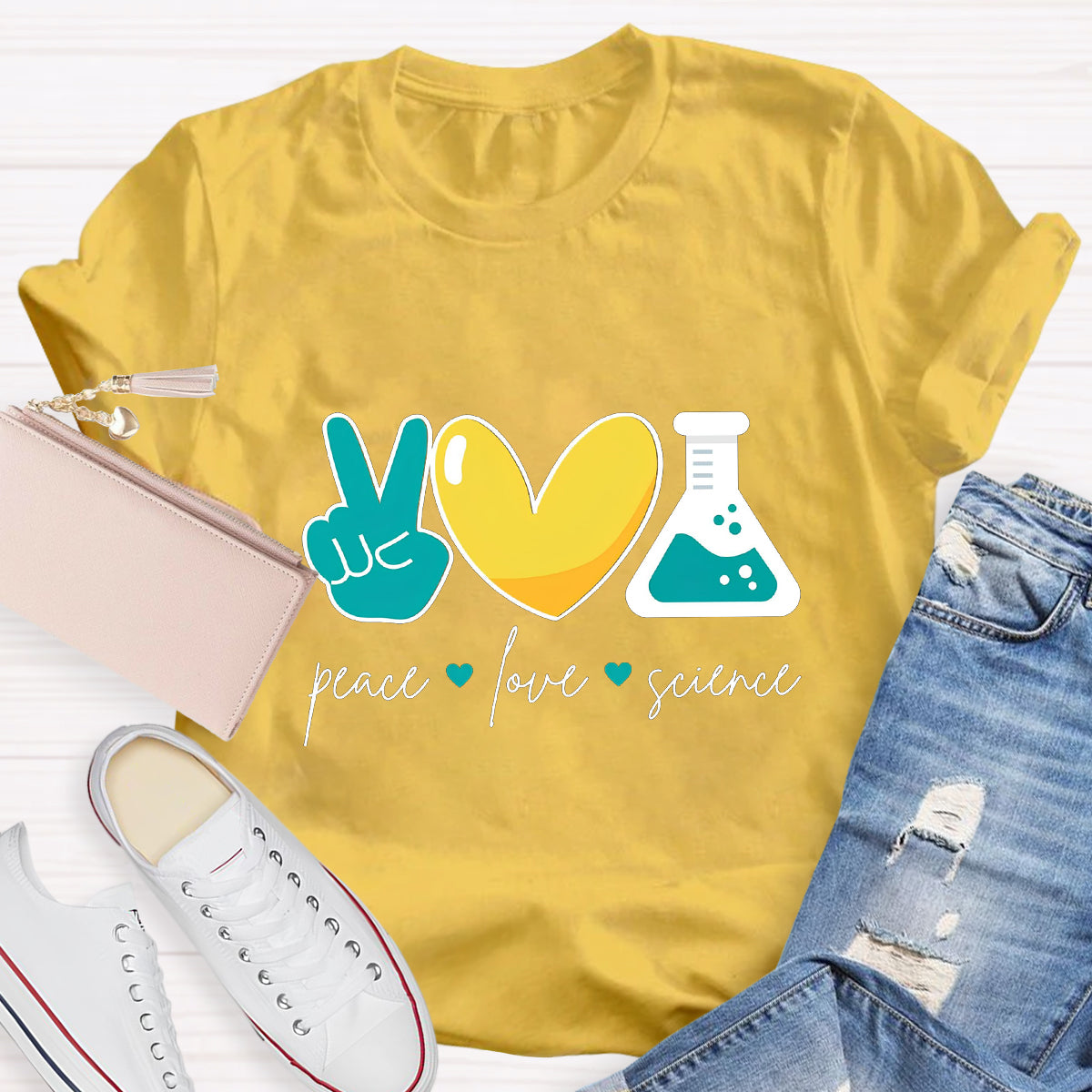 Peace Love Science Teacher T-Shirt