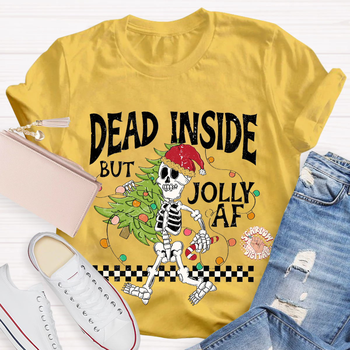 Dead Inside but Jolly AF Teacher T-Shirt