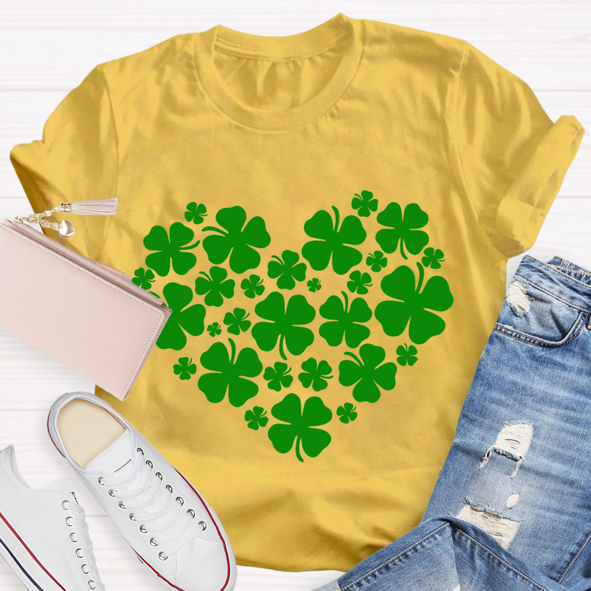 Cute Shamrocks in Heart T-Shirt