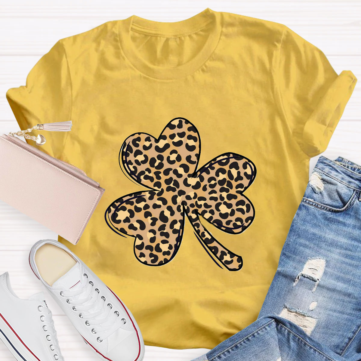 St. Patrick's Day Leopard Print Shamrock T-Shirt