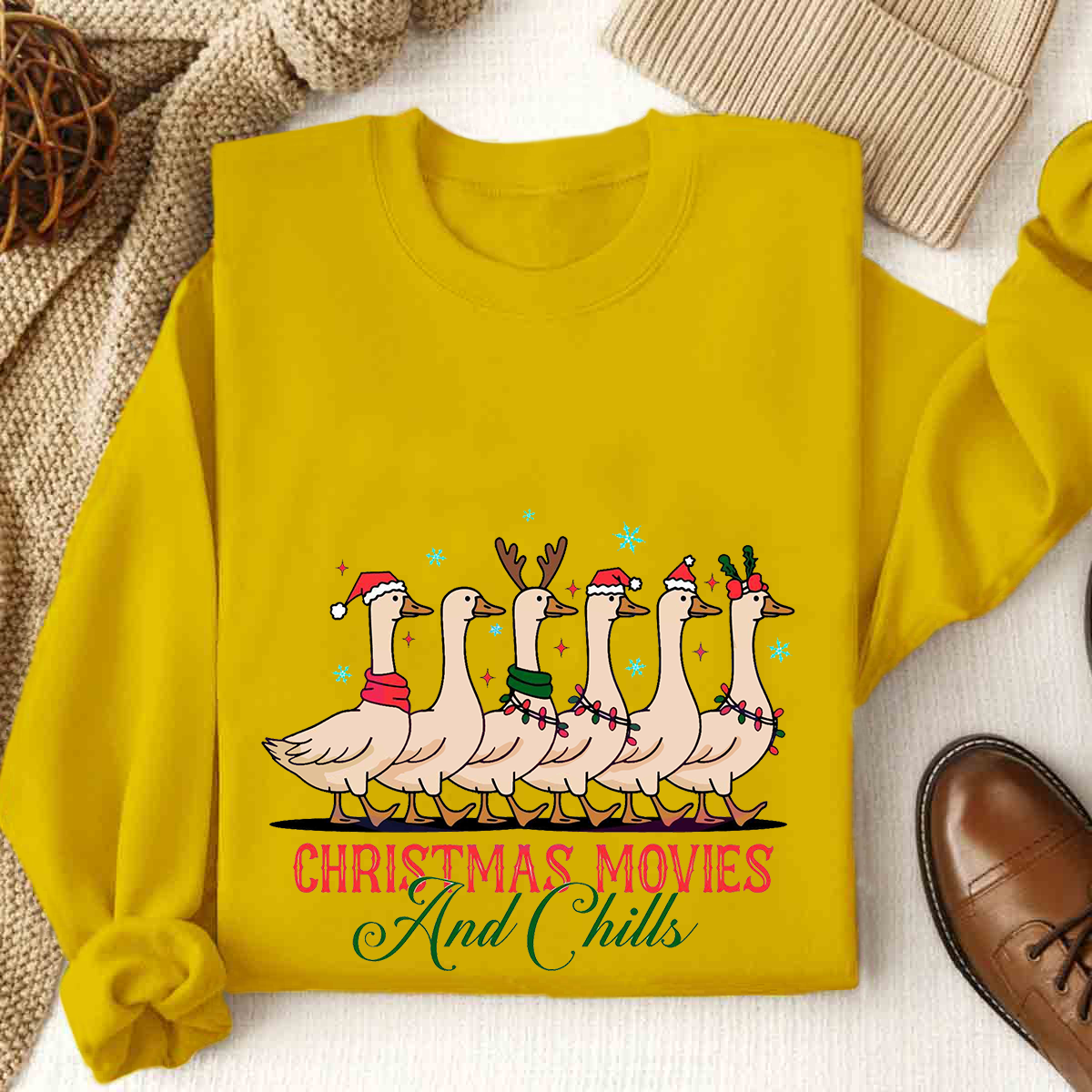 Christmas Movie And Chills Merry Duckmas Christmas Light Sweatshirt