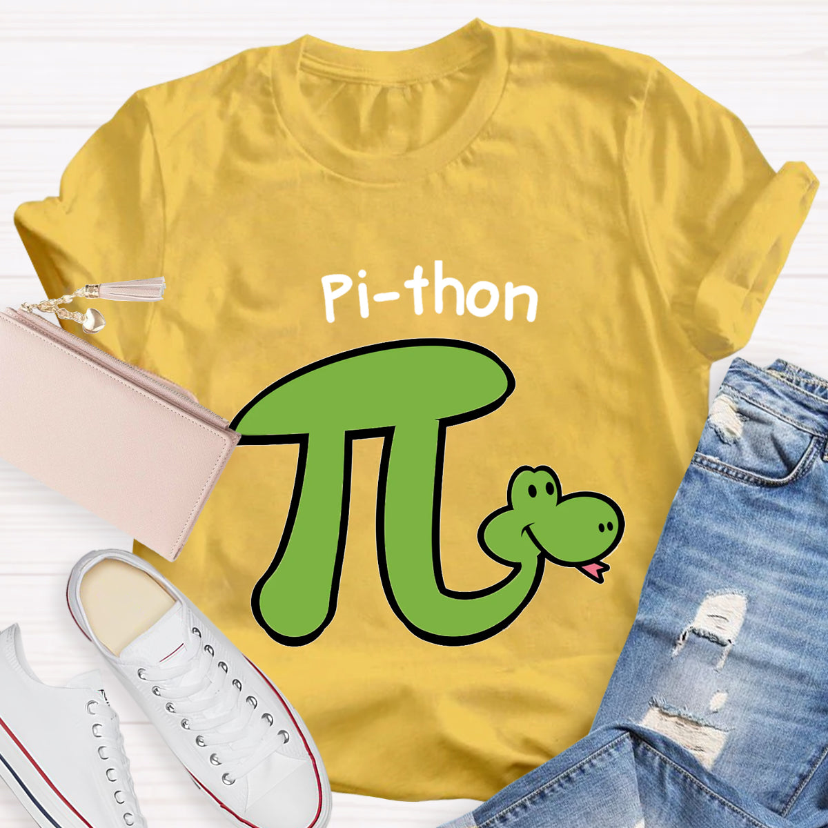 Pi-thon - Animal Pun Math Teacher T-Shirt