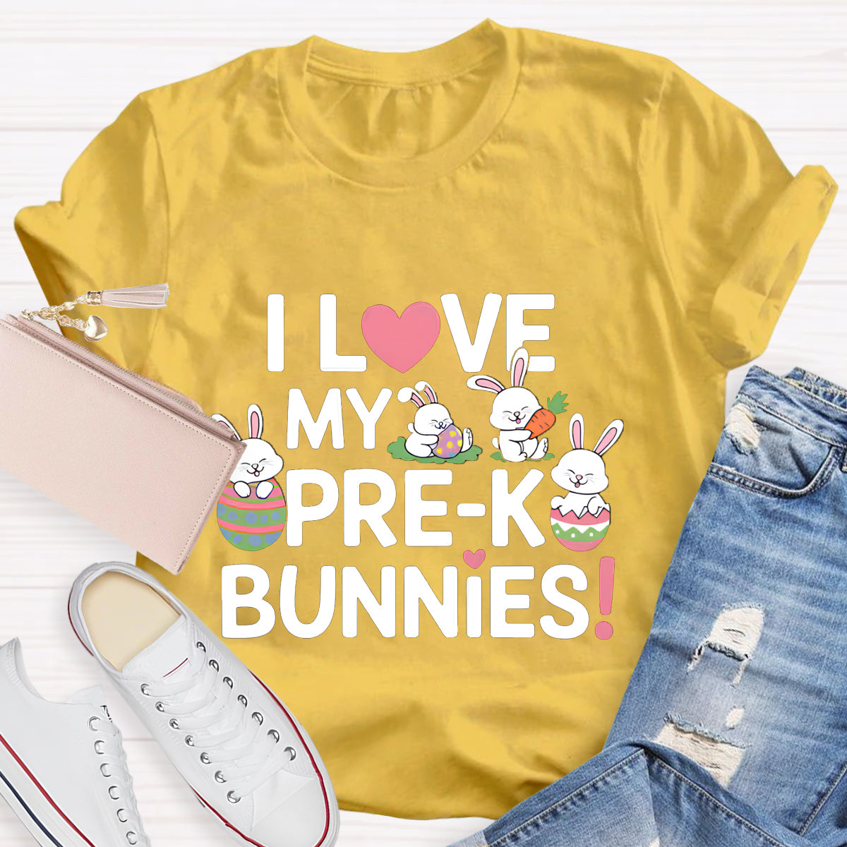 Personalized Grade I love My Bunnies Teacher T-Shirt