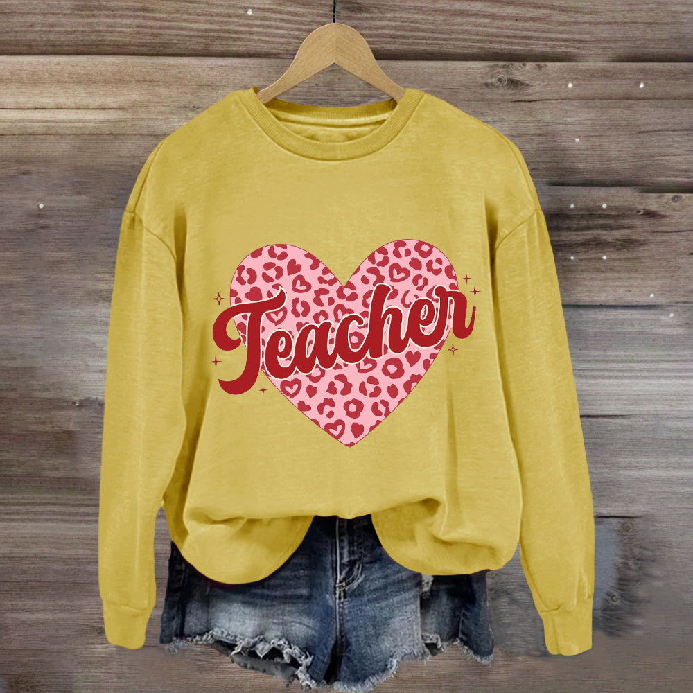 Checkered Heart Teacher Sweatshirt