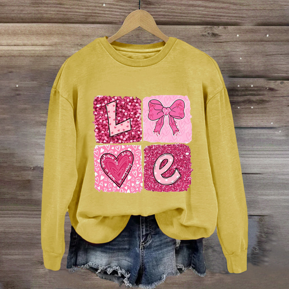 Pink Glitter Love Sweatshirt