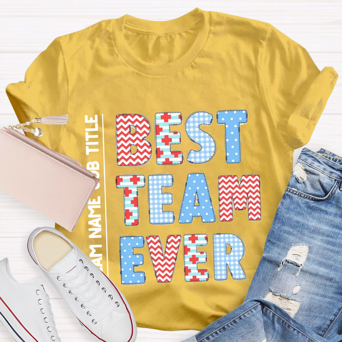 Personalized Team Name Plaid Design T-Shirt