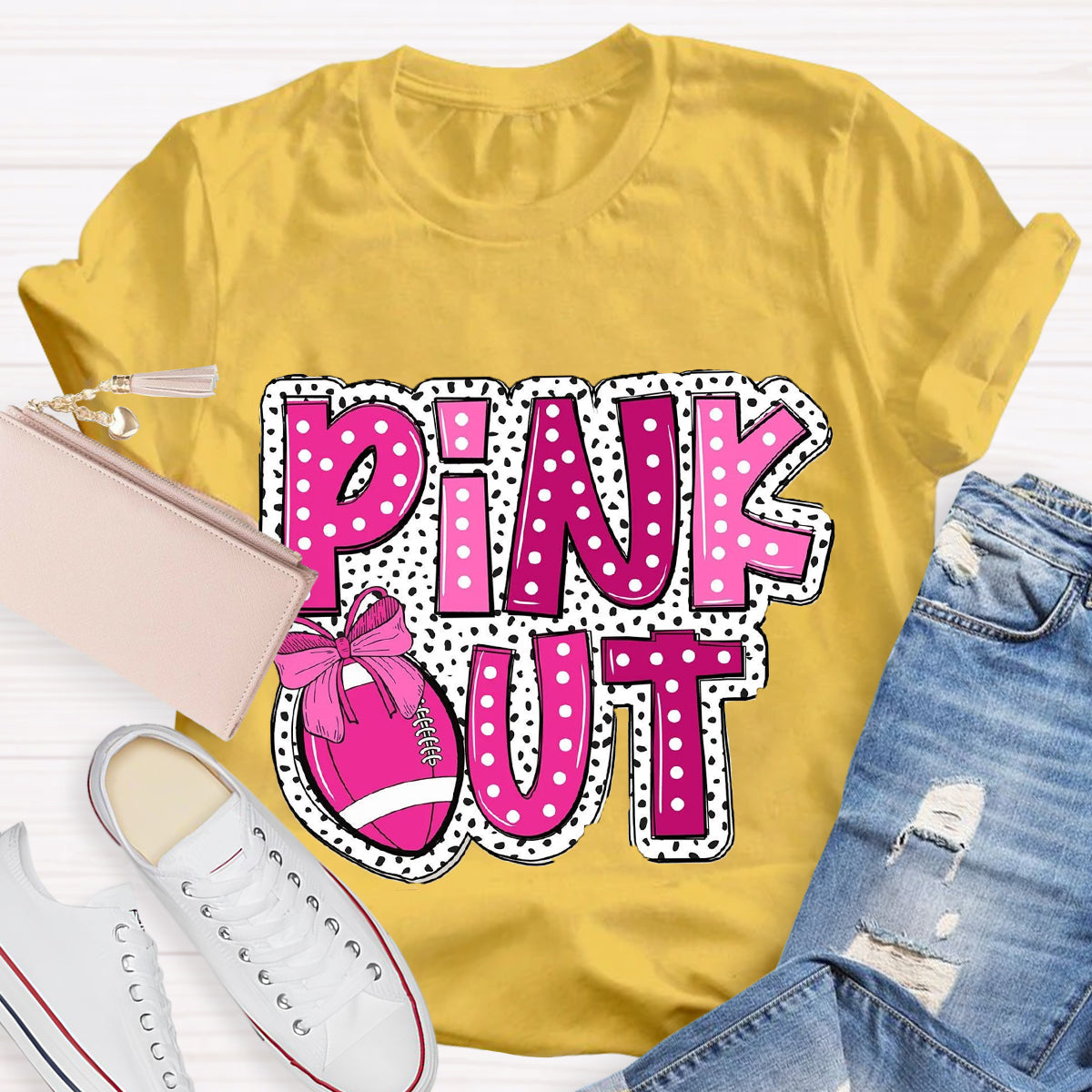 Pink Out Football  T-Shirt