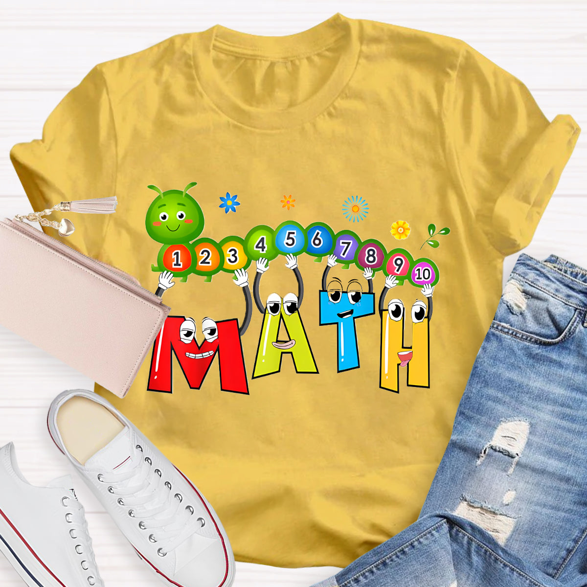 Caterpillar Math Day Number Math Teacher T-Shirt