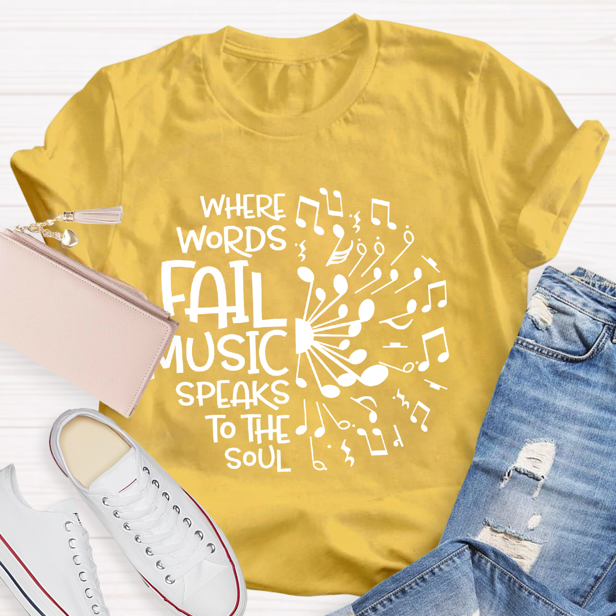 Where Words Fail Music Speaks To The Soul Teacher T-Shirt