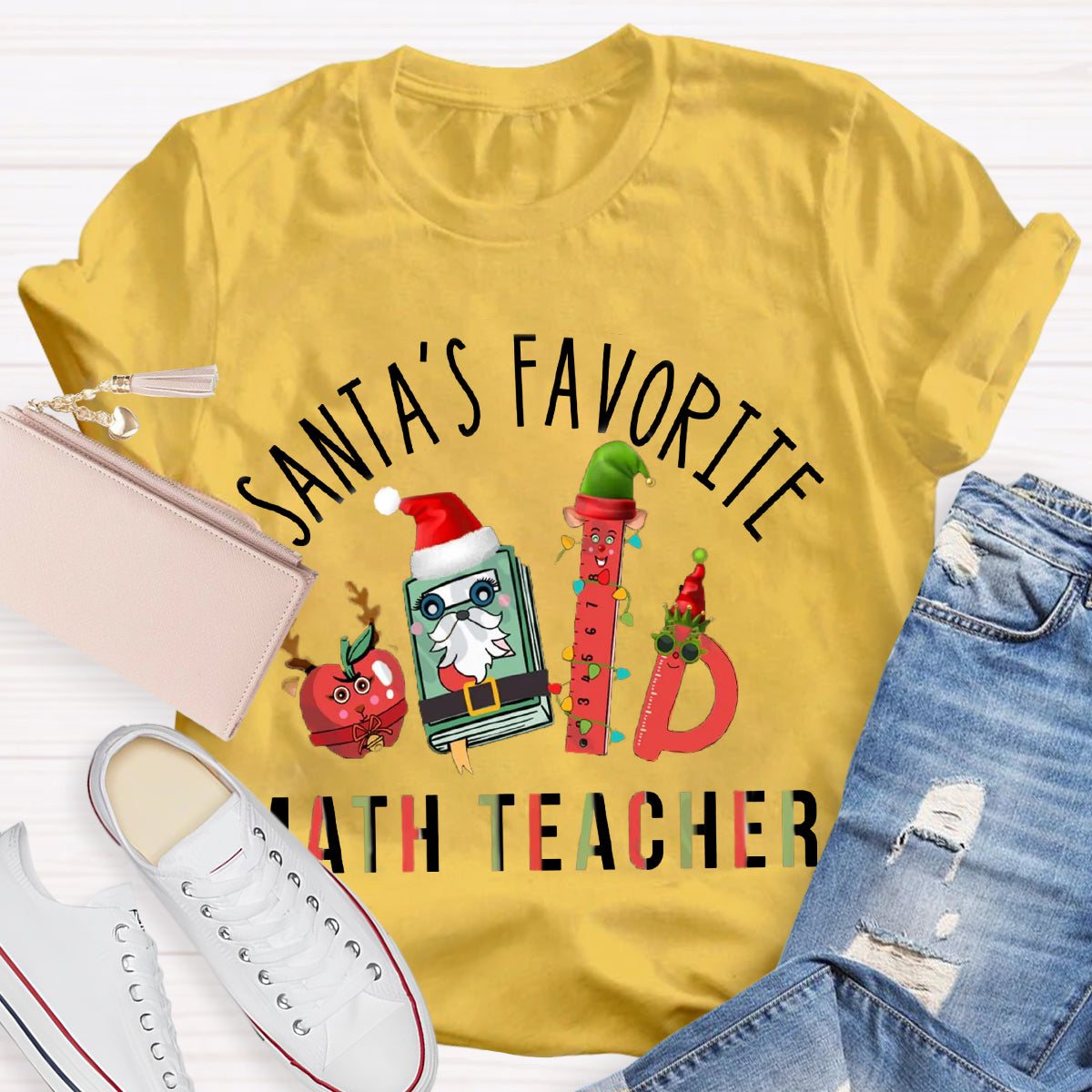 Santa's Favorite Math Teacher Christmas T-Shirt