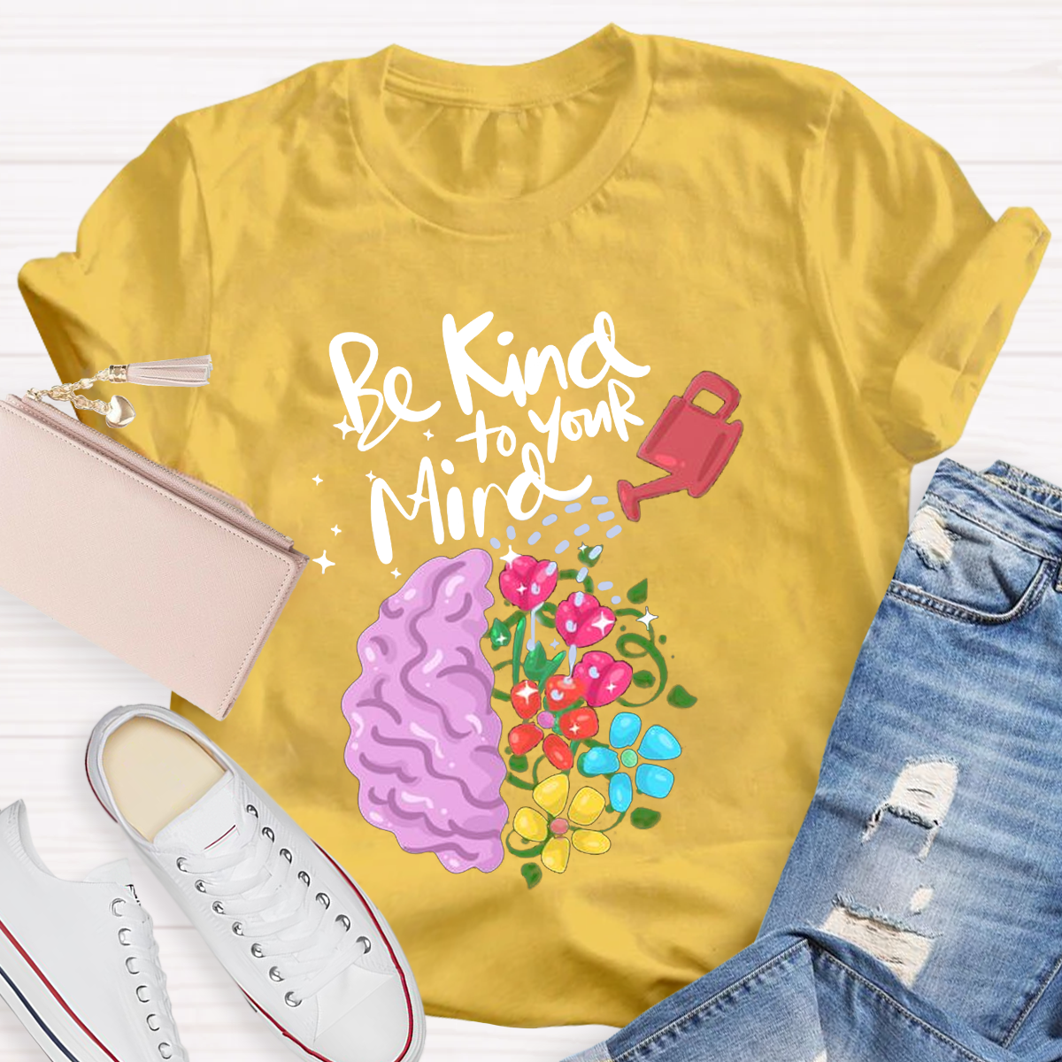 Be Kind To Your Mind Pink Brain T-Shirt