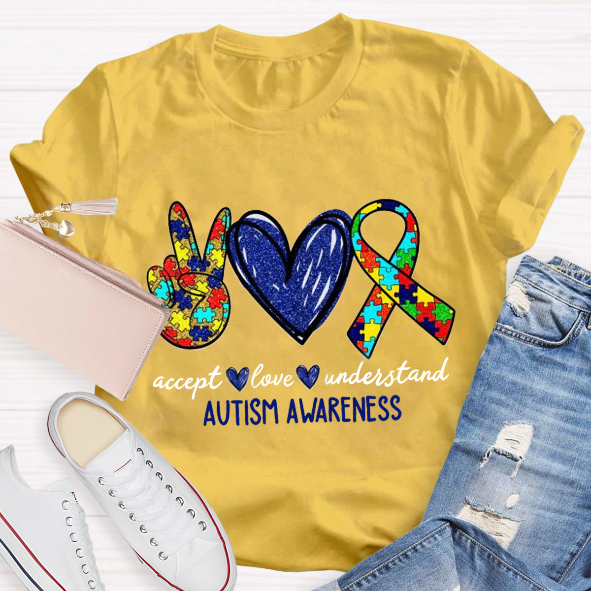 Teach Accept Understand Love Autism Awareness Teacher T-Shirt