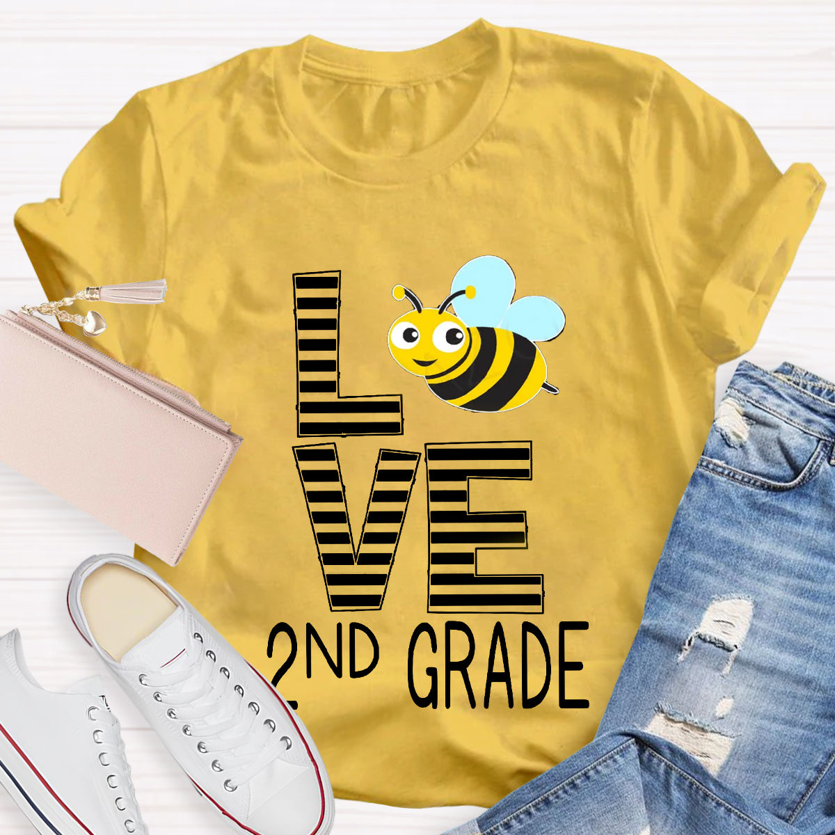 Personalized Grade Bee Love Teacher T-Shirt