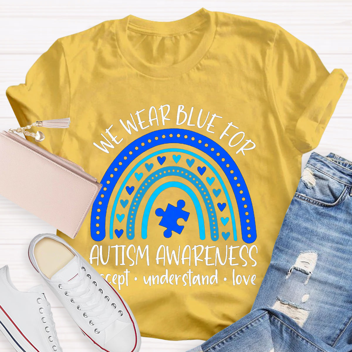 We Wear Blue for Autism Awareness Teacher T-Shirt