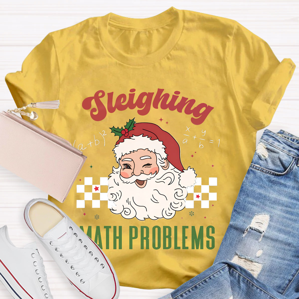 Sleighing Math Problems Math Teacher T-Shirt