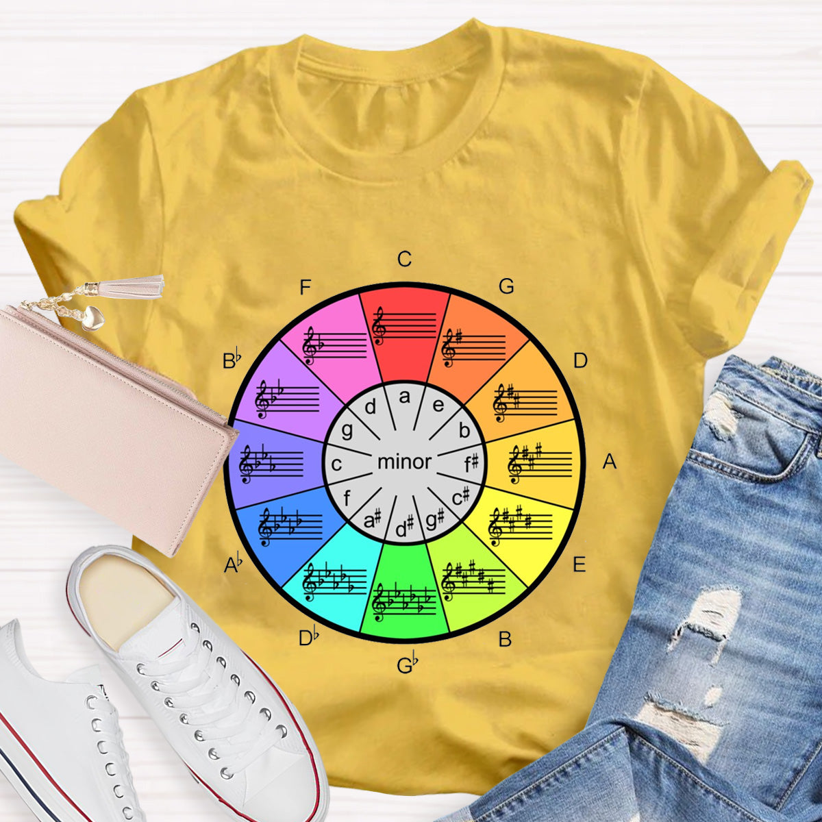 Circle Of Fifths Color Wheel For Music Artists Teacher T-Shirt