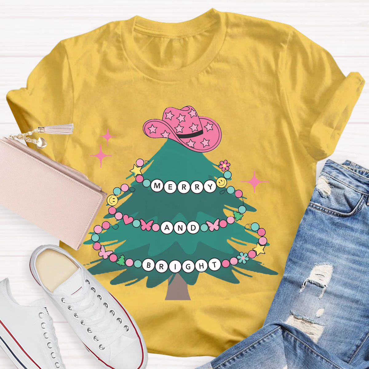 Merry And Bright Teacher T-Shirt