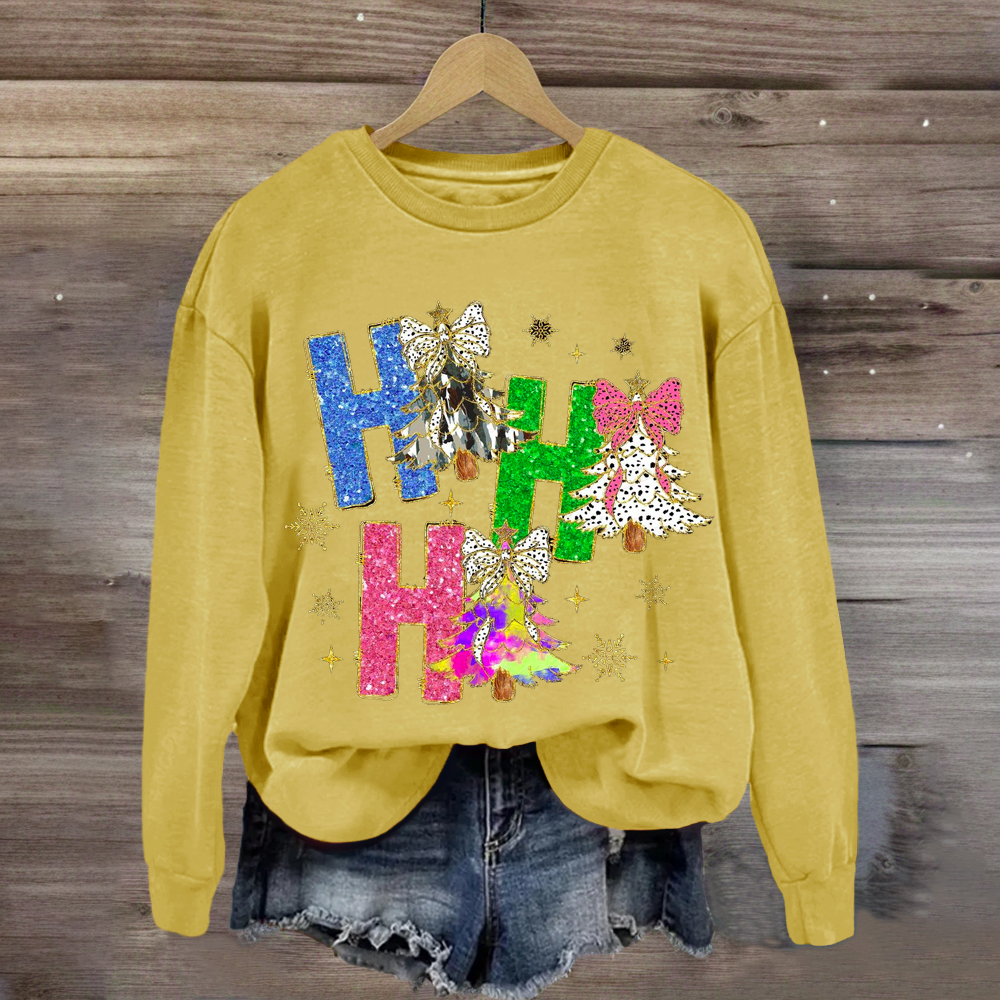 Bright Color Christmas Coquette Bow Ho ho ho  Sweatshirt