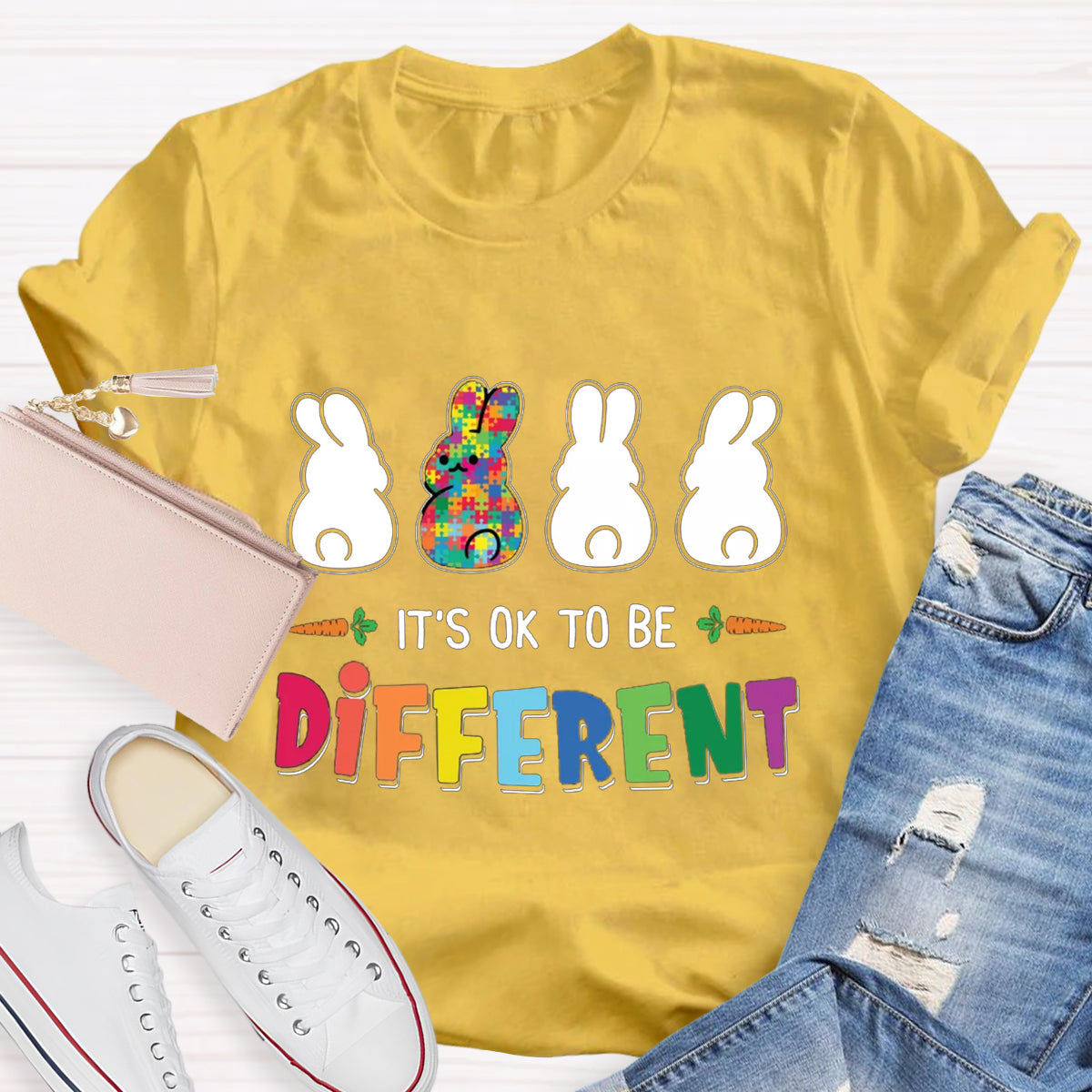 It's Ok To Be Different Bunny Rabbit Autism Awareness T-Shirt