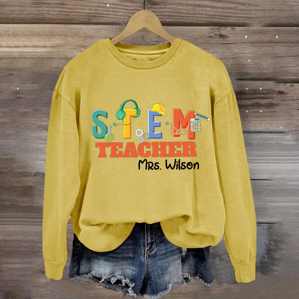 Personalized Name STEM Teacher Pencil Sweatshirt