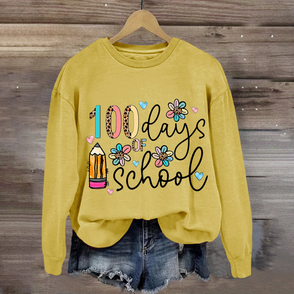 100 Days Of School Pencil Leopard Sweatshirt