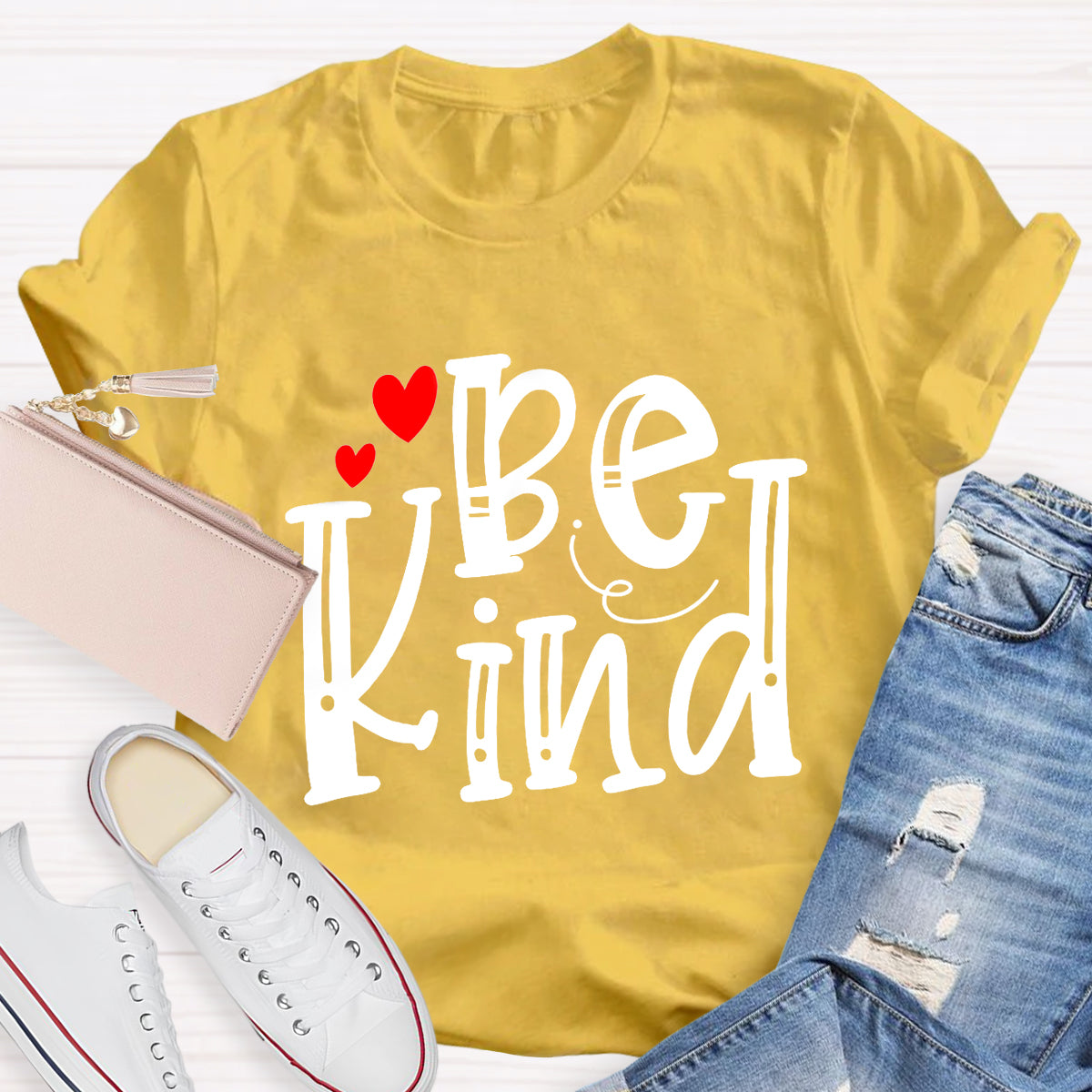 Be Kind Red Heart Teacher T-Shirt