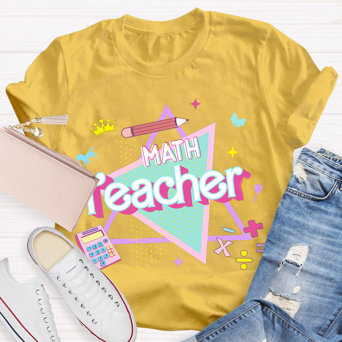 Overlapping Triangles Math Teacher T-Shirt