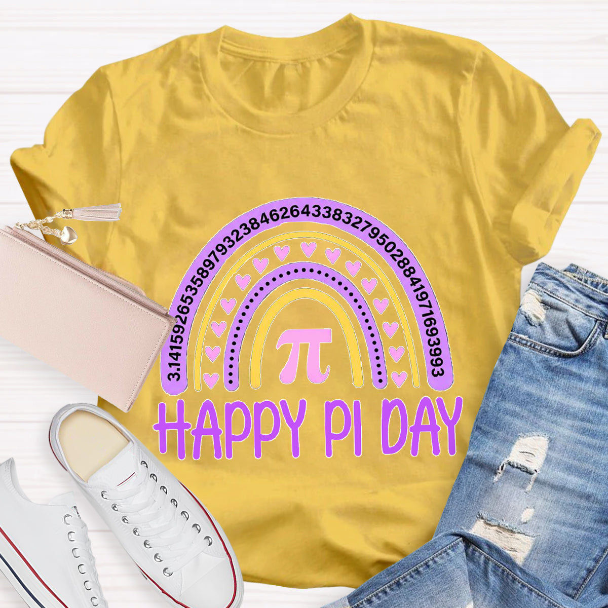 Happy Pi Day Purple Rainbow T-Shirt