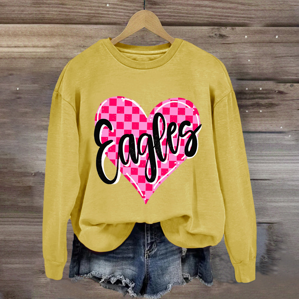 Personalized Mascot Pink Heart Sweatshirt