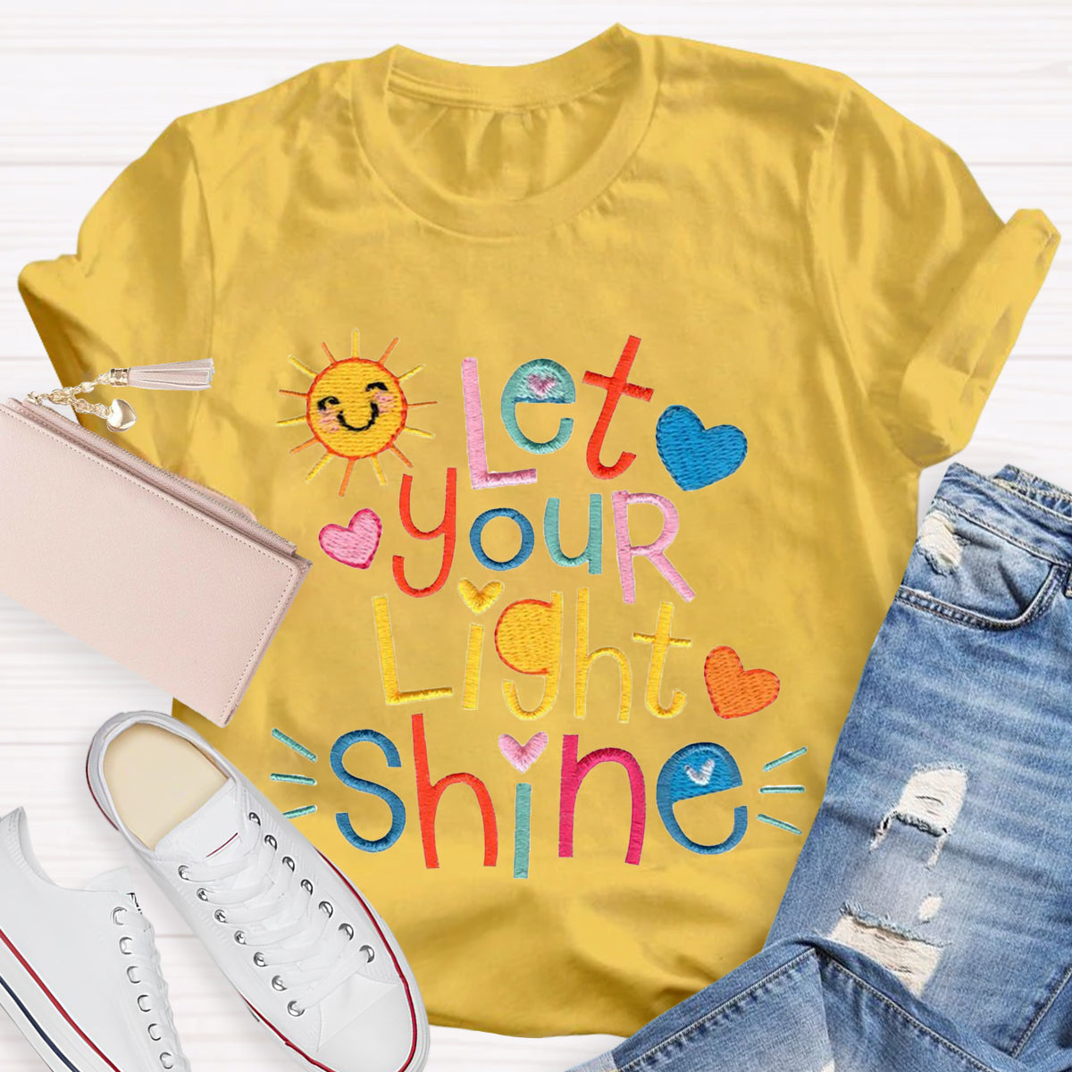 Let Your Light Shine Positive Teacher T-Shirt