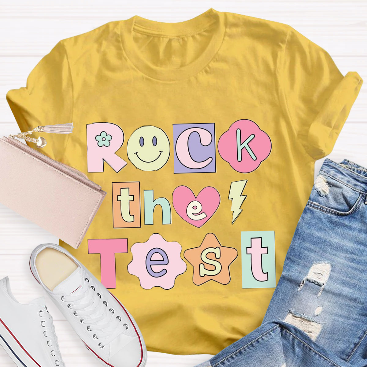 Rock the Test Testing Day Teacher T-Shirt