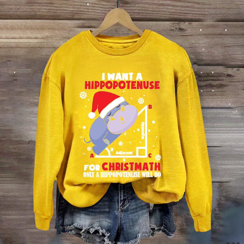 I Want A Hippopotenuse For Christmas Sweatshirt