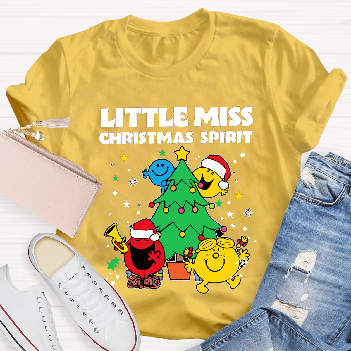 Little Miss Christmas Spirit Teacher T-Shirt